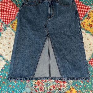 Abercrombie & Fitch Blue Denim Midi Skirt